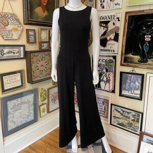 NWT Susana Monaco Black Open Back Wide Leg Stretch Jumpsuit Size M